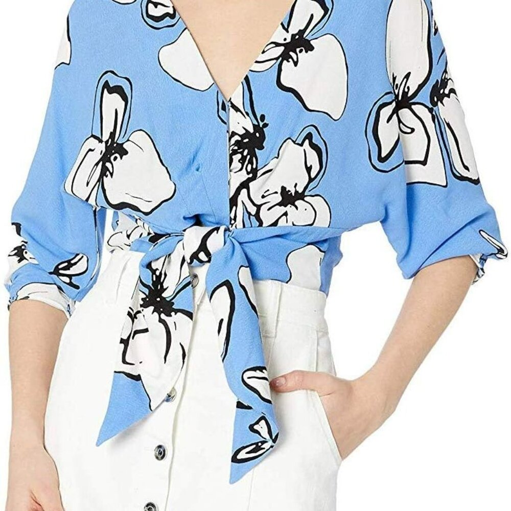 PARKER Tasmin Floral Tie-Front Top - Size M